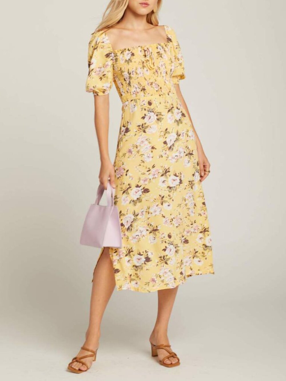 Faithfull The Brand Majorelle Milkmaid Sun Dress Jasmin Yellow Pomelin Floral 2